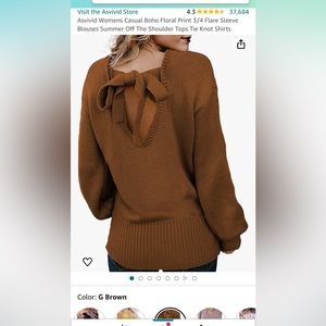Never worn rust tie back sweater